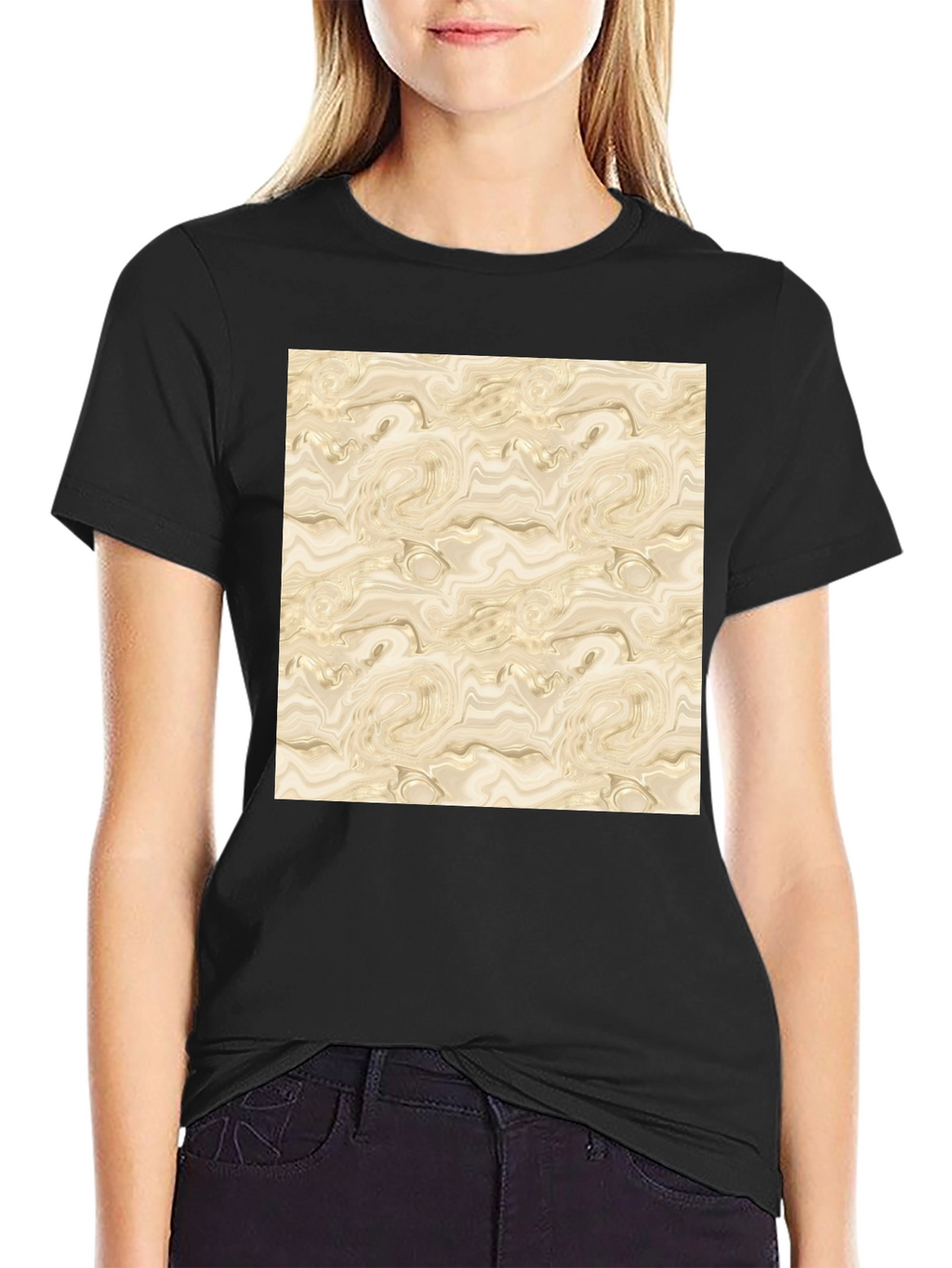 Abstract Marble Pattern Black T-Shirt