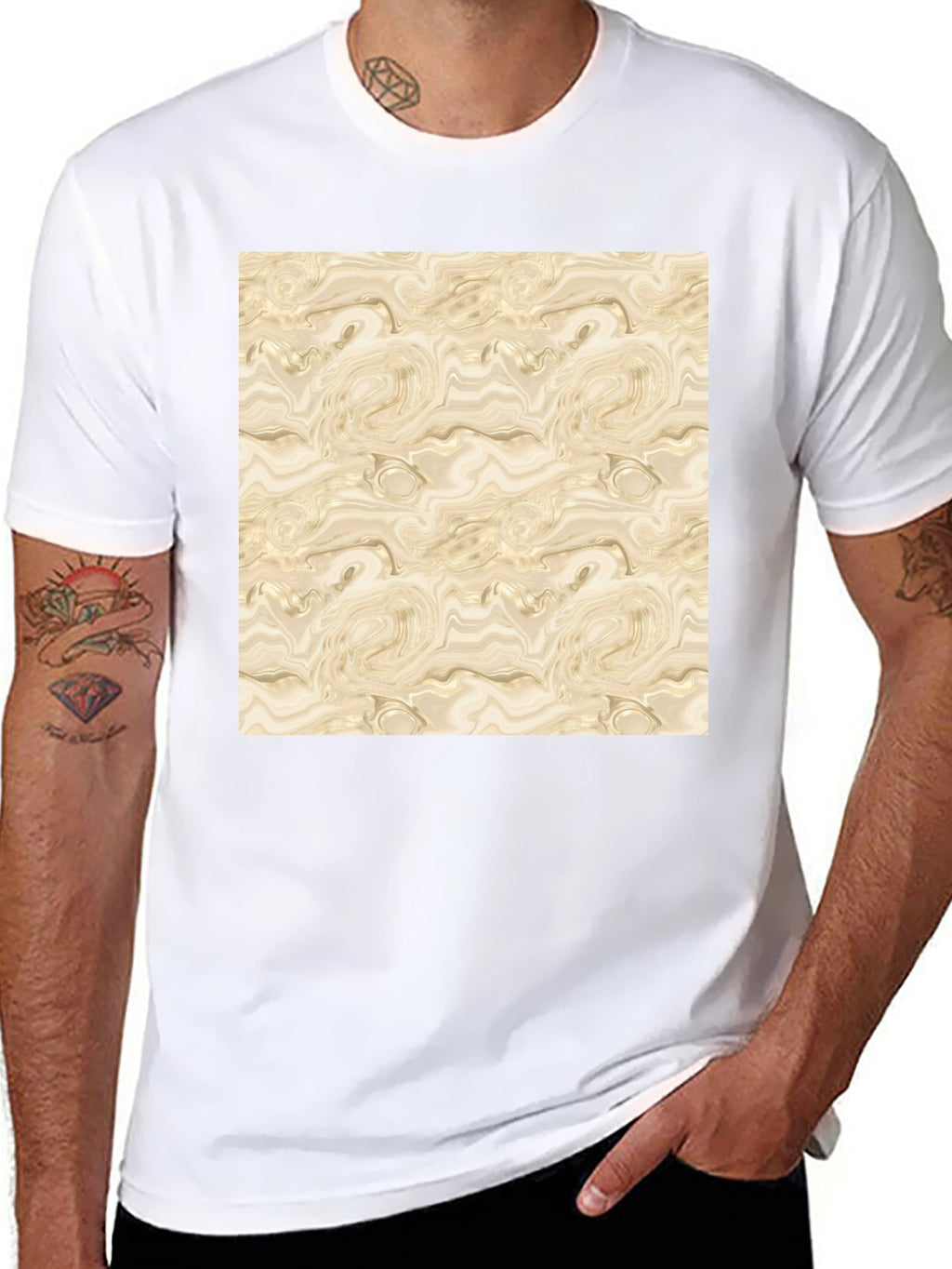 Abstract Marble Pattern Black T-Shirt