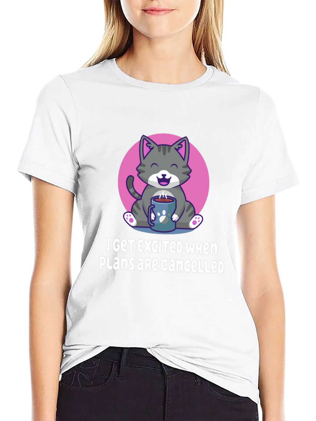Funny Cat Coffee T-Shirt - Cancelled Plans Graphic Tee