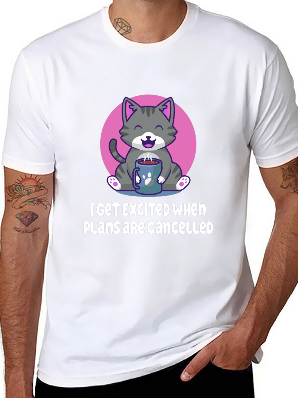 Funny Cat Coffee T-Shirt - Cancelled Plans Graphic Tee