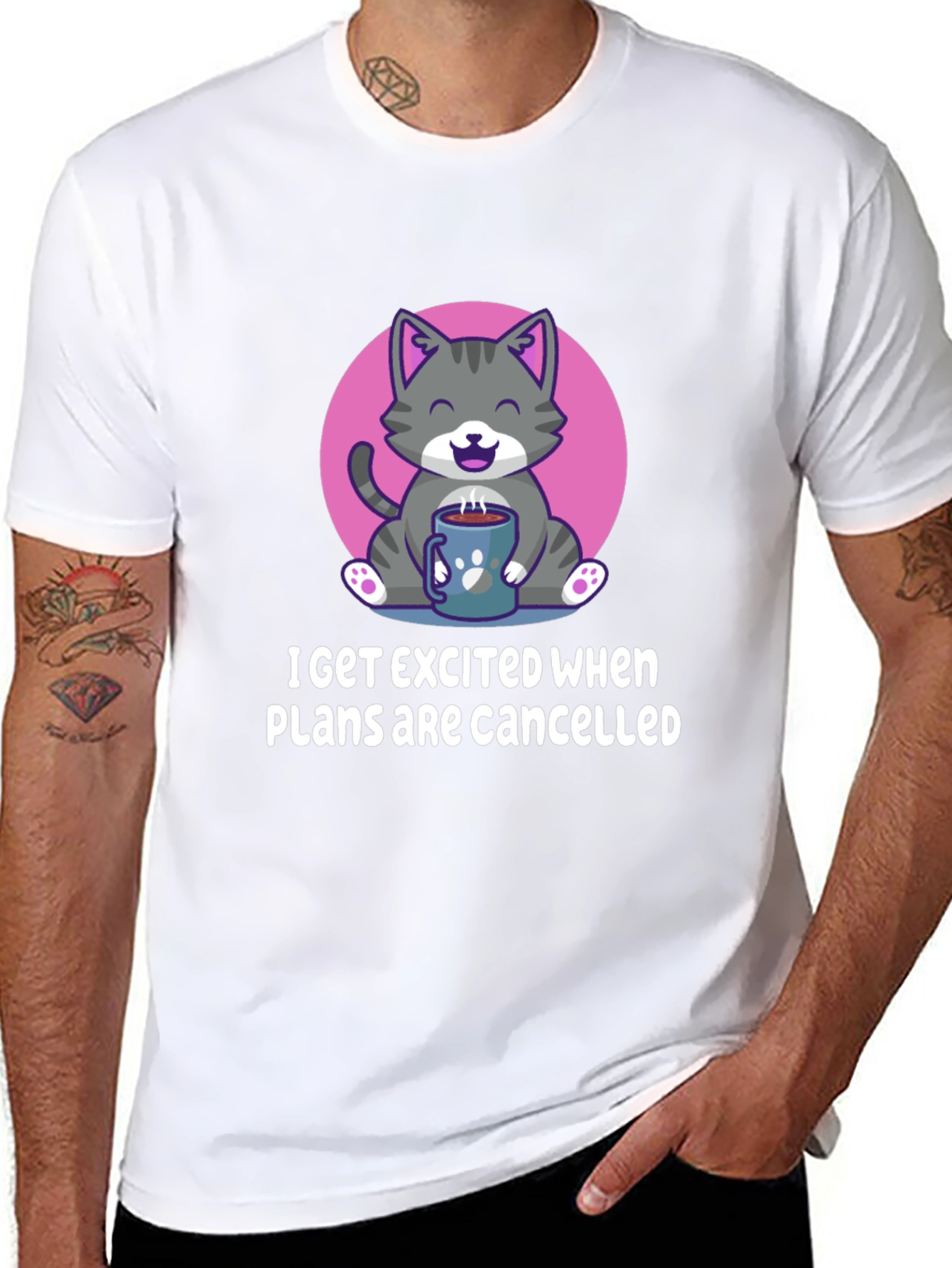 Funny Cat Coffee T-Shirt - Cancelled Plans Graphic Tee