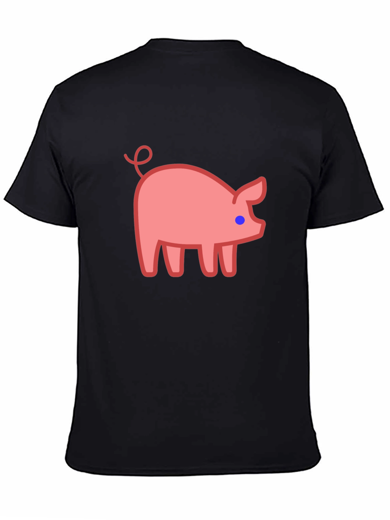 Cute Pig Graphic Tee - Black Casual T-Shirt