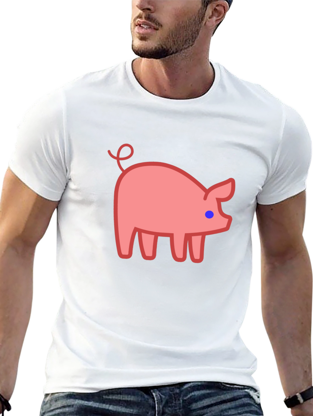 Cute Pig Graphic Tee - Black Casual T-Shirt
