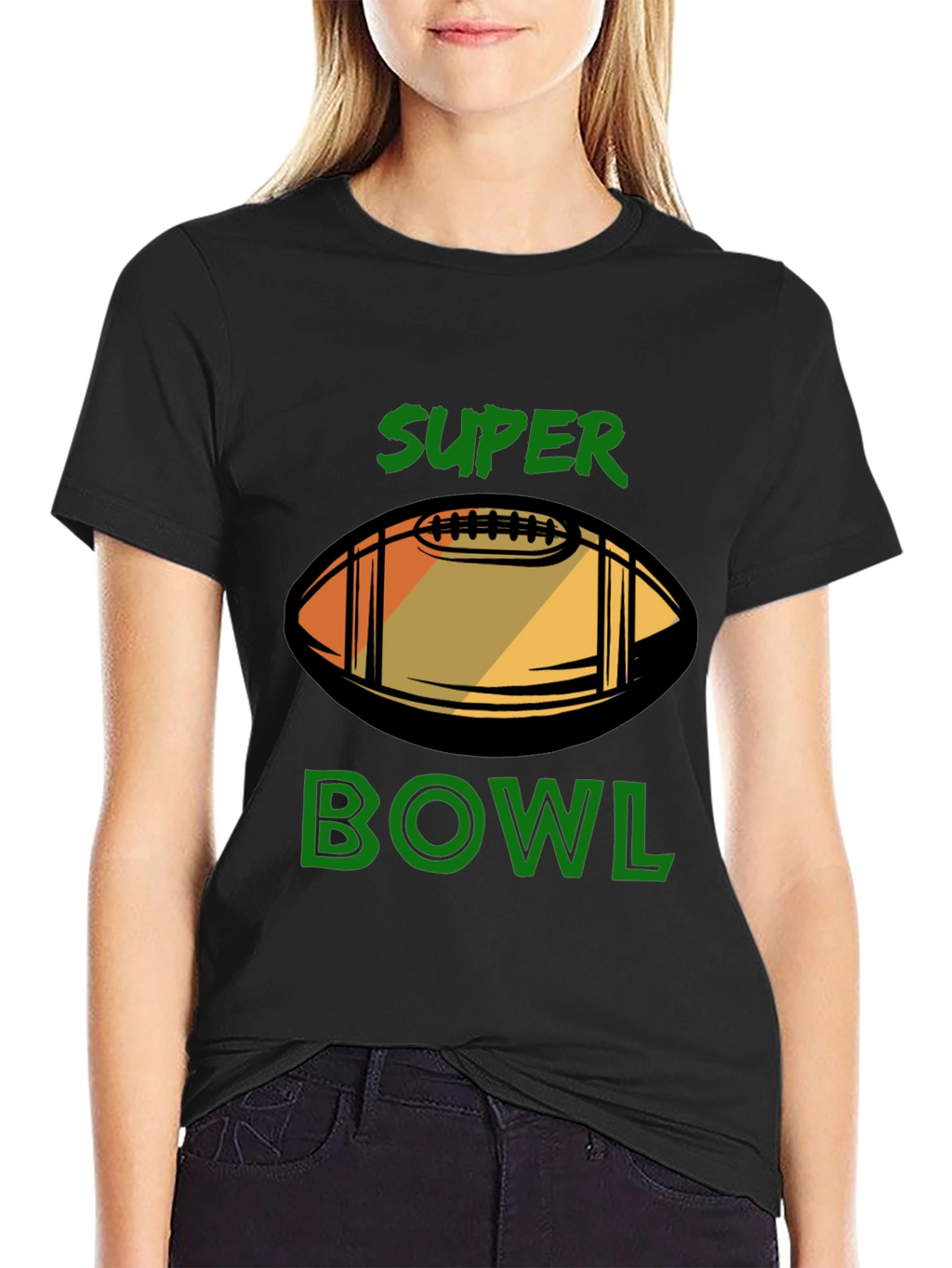 Super Bowl Football Graphic Black T-Shirt