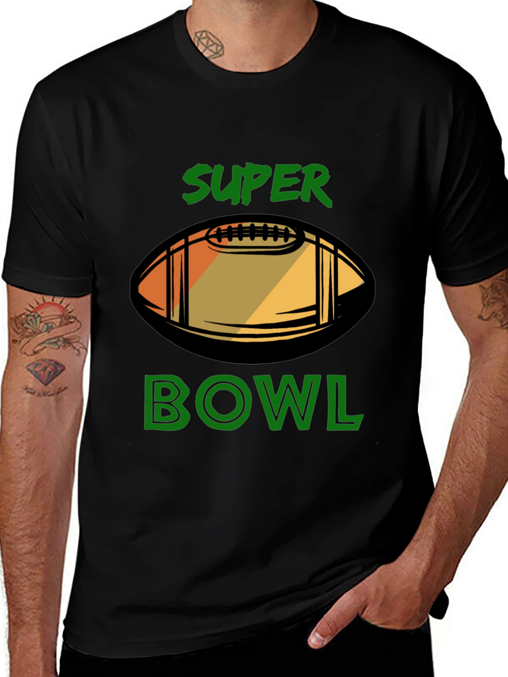 Super Bowl Football Graphic Black T-Shirt