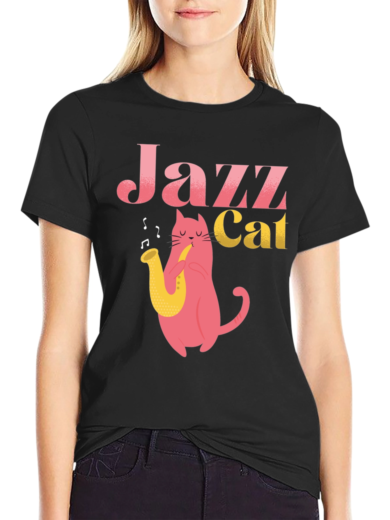Cool Jazz Cat Graphic T-Shirt