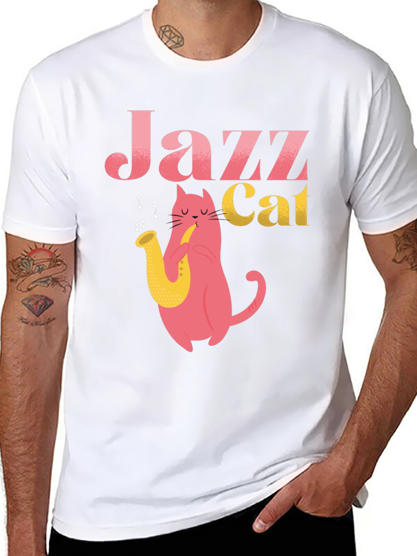 Cool Jazz Cat Graphic T-Shirt