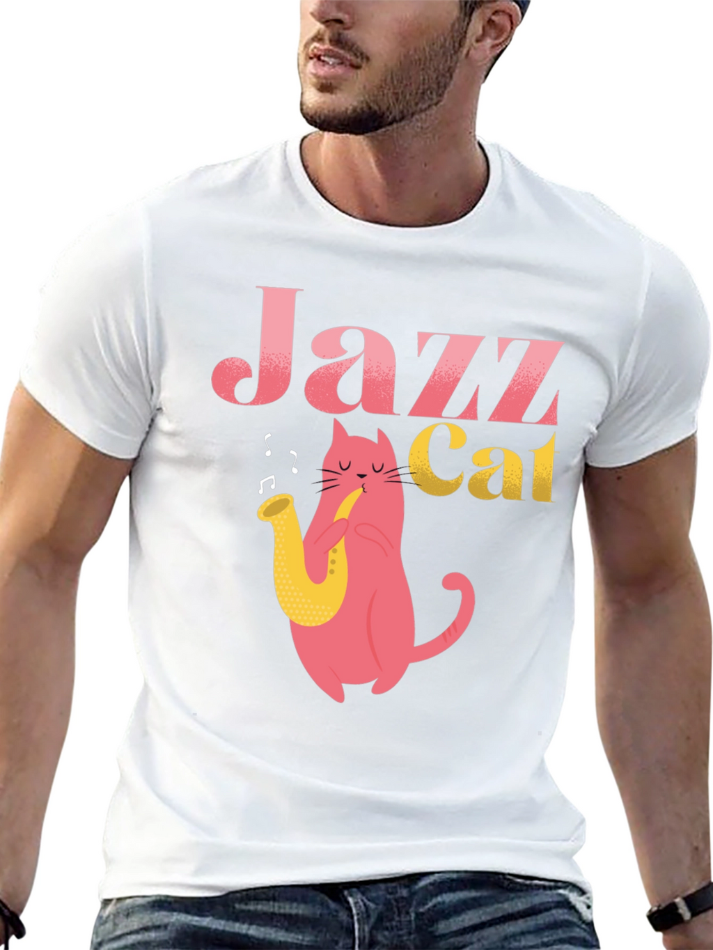 Cool Jazz Cat Graphic T-Shirt