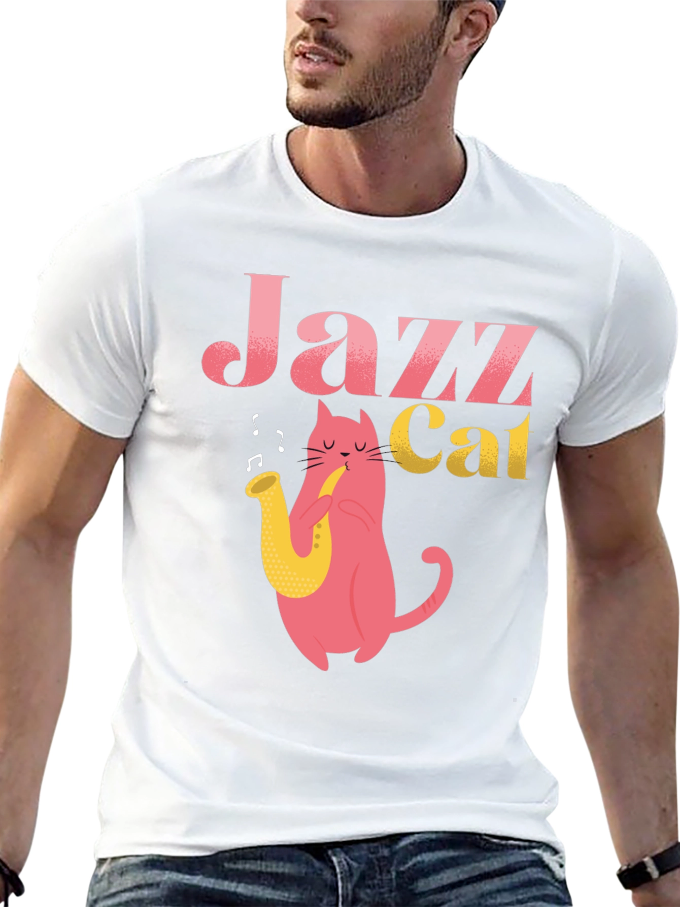 Cool Jazz Cat Graphic T-Shirt