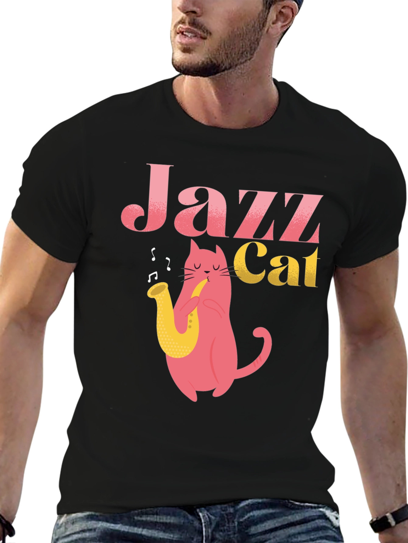 Cool Jazz Cat Graphic T-Shirt