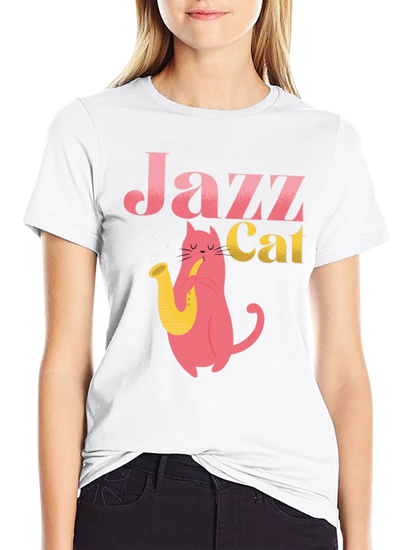 Cool Jazz Cat Graphic T-Shirt