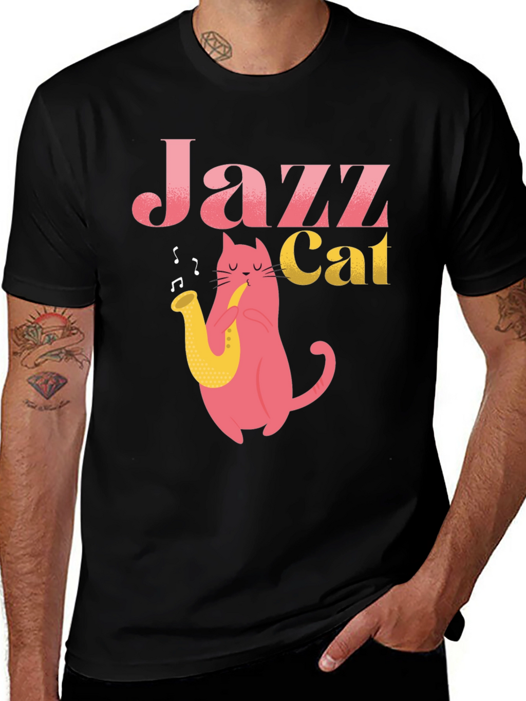 Cool Jazz Cat Graphic T-Shirt