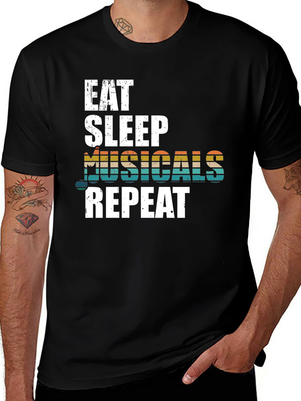 Eat Sleep Musicals Repeat Graphic Tee