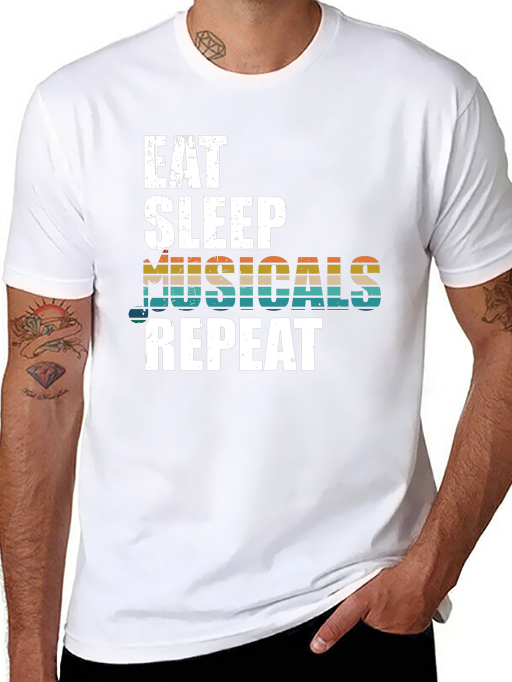 Eat Sleep Musicals Repeat Graphic Tee