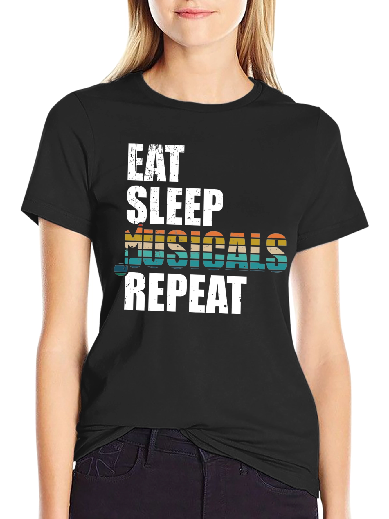 Eat Sleep Musicals Repeat Graphic Tee