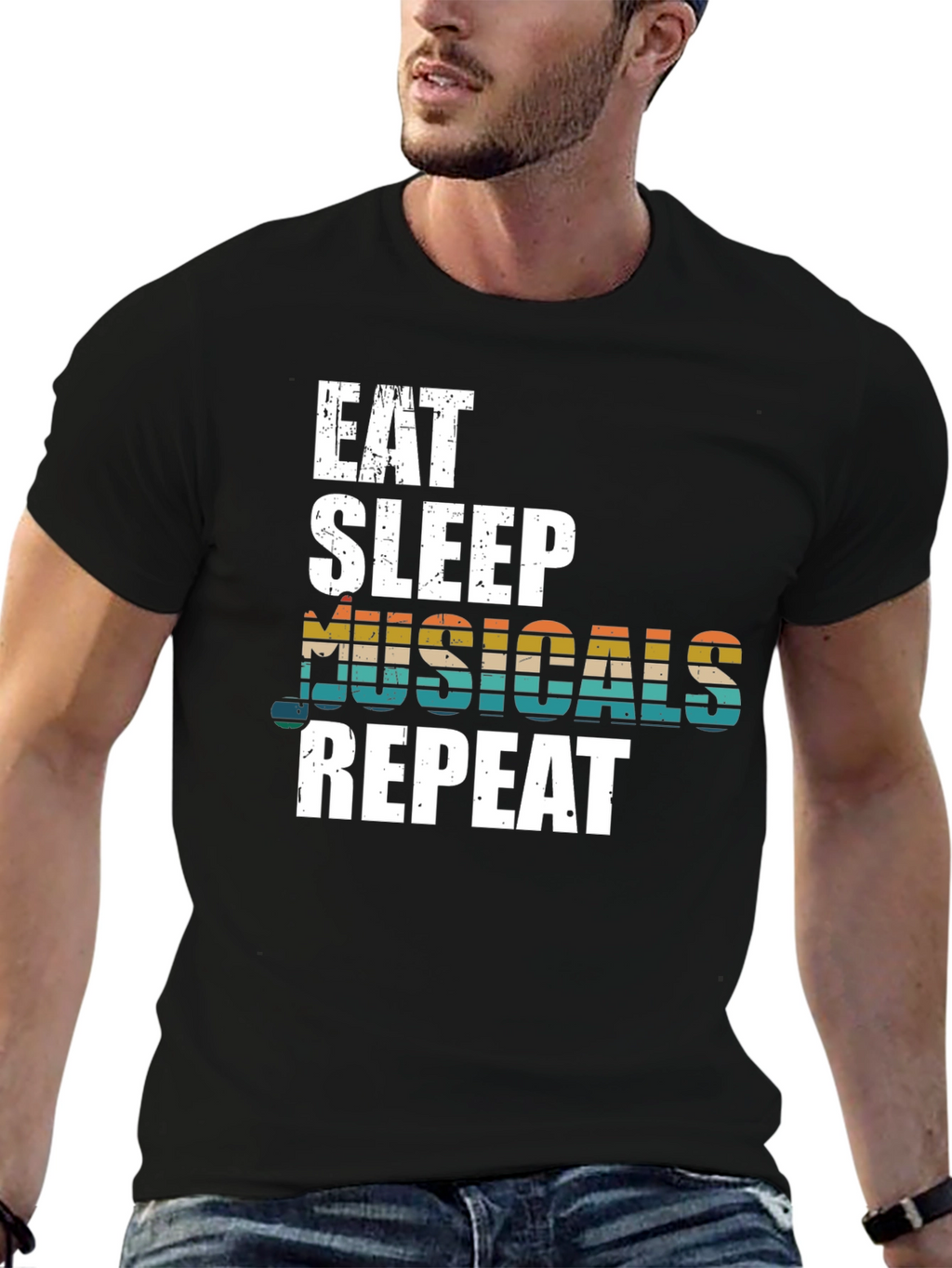 Eat Sleep Musicals Repeat Graphic Tee