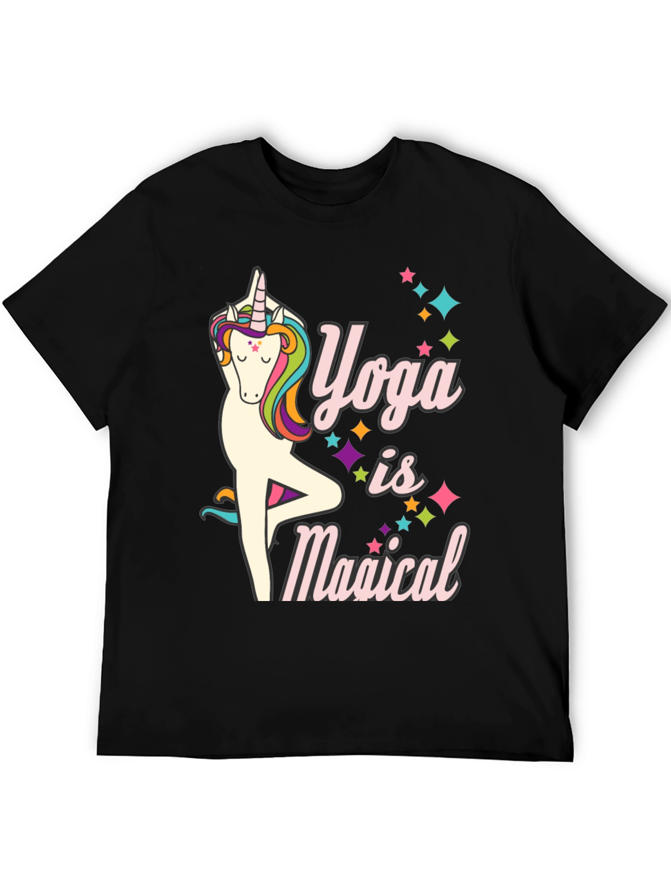 Yoga Unicorn Black T-Shirt | Yoga is Magical