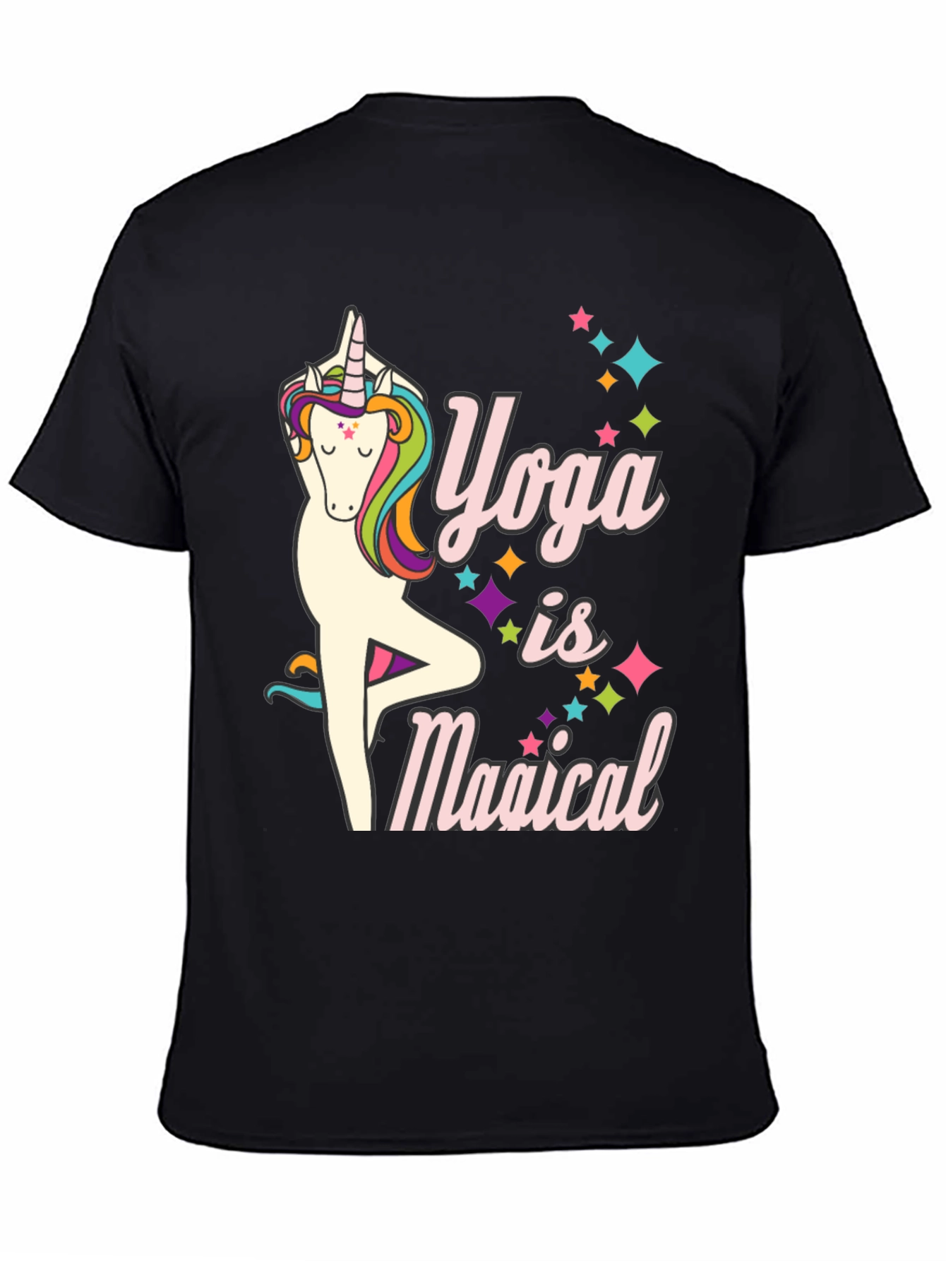 Yoga Unicorn Black T-Shirt | Yoga is Magical
