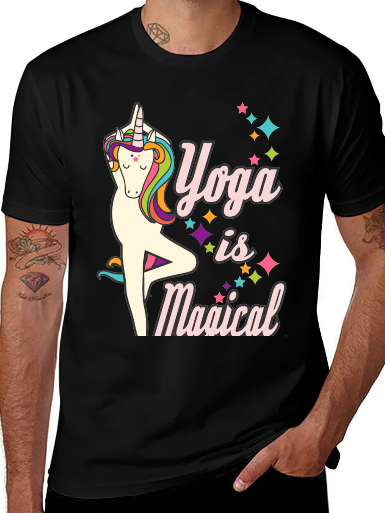 Yoga Unicorn Black T-Shirt | Yoga is Magical