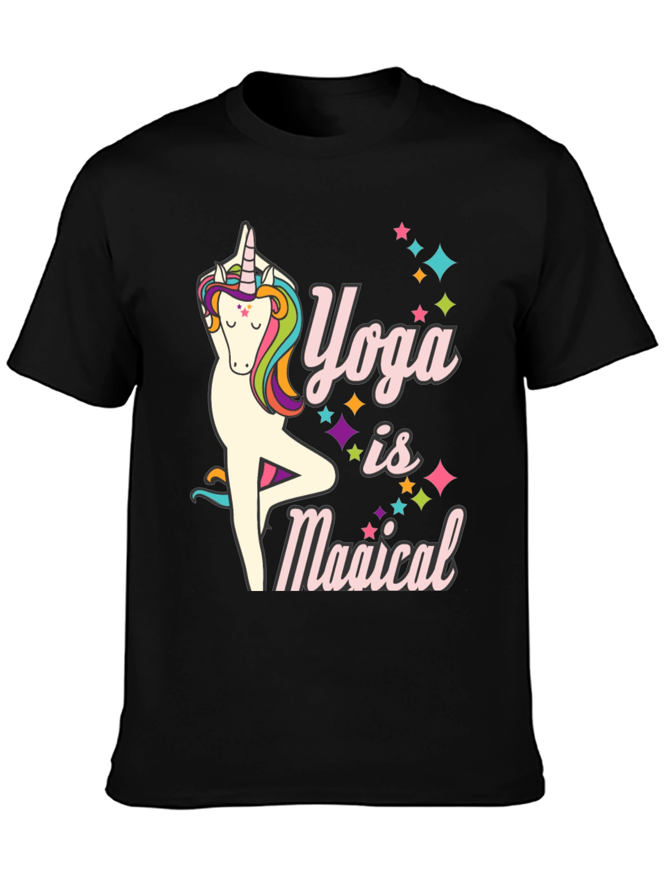 Yoga Unicorn Black T-Shirt | Yoga is Magical