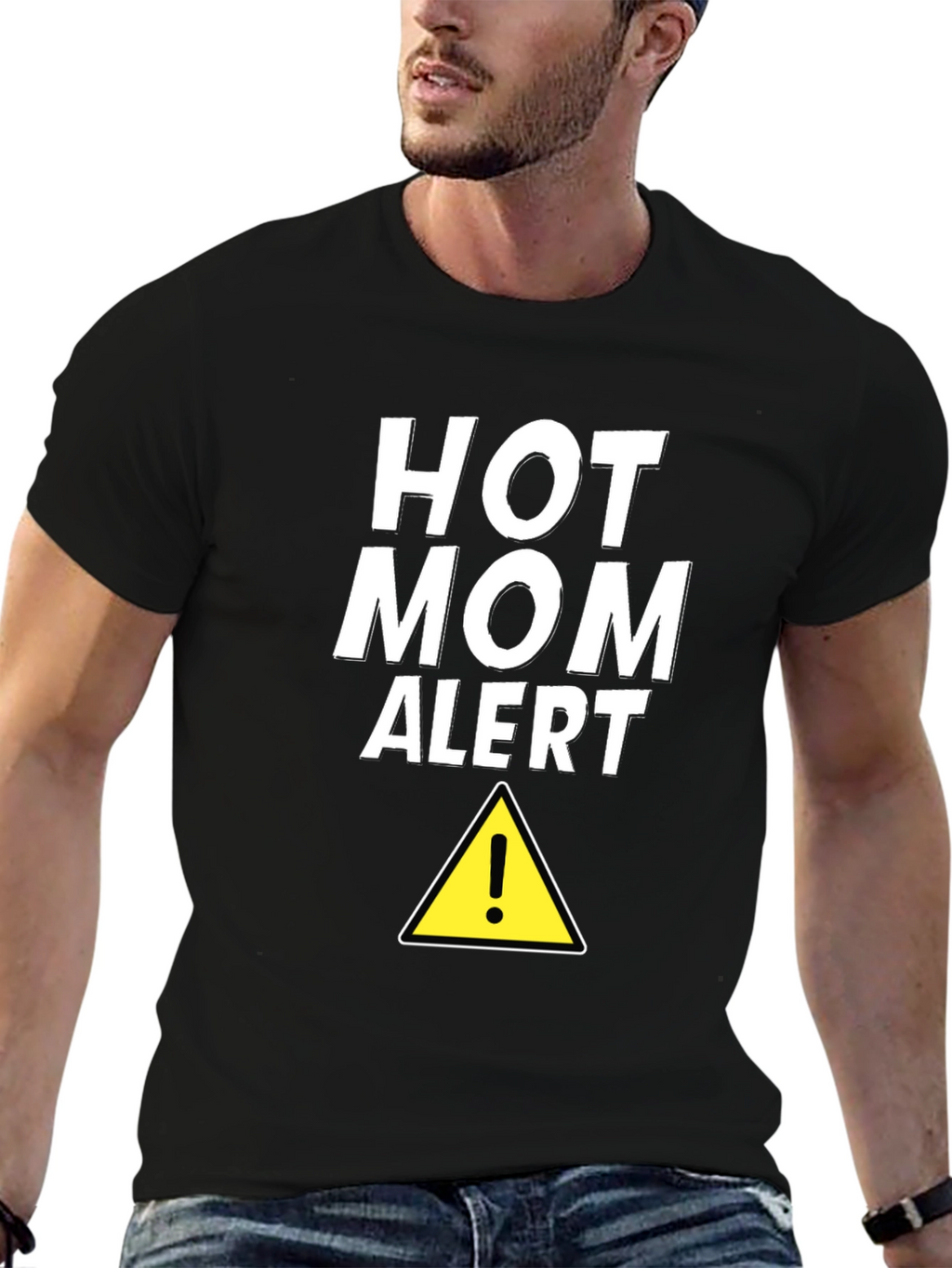Hot Mom Alert Graphic Tee - Black