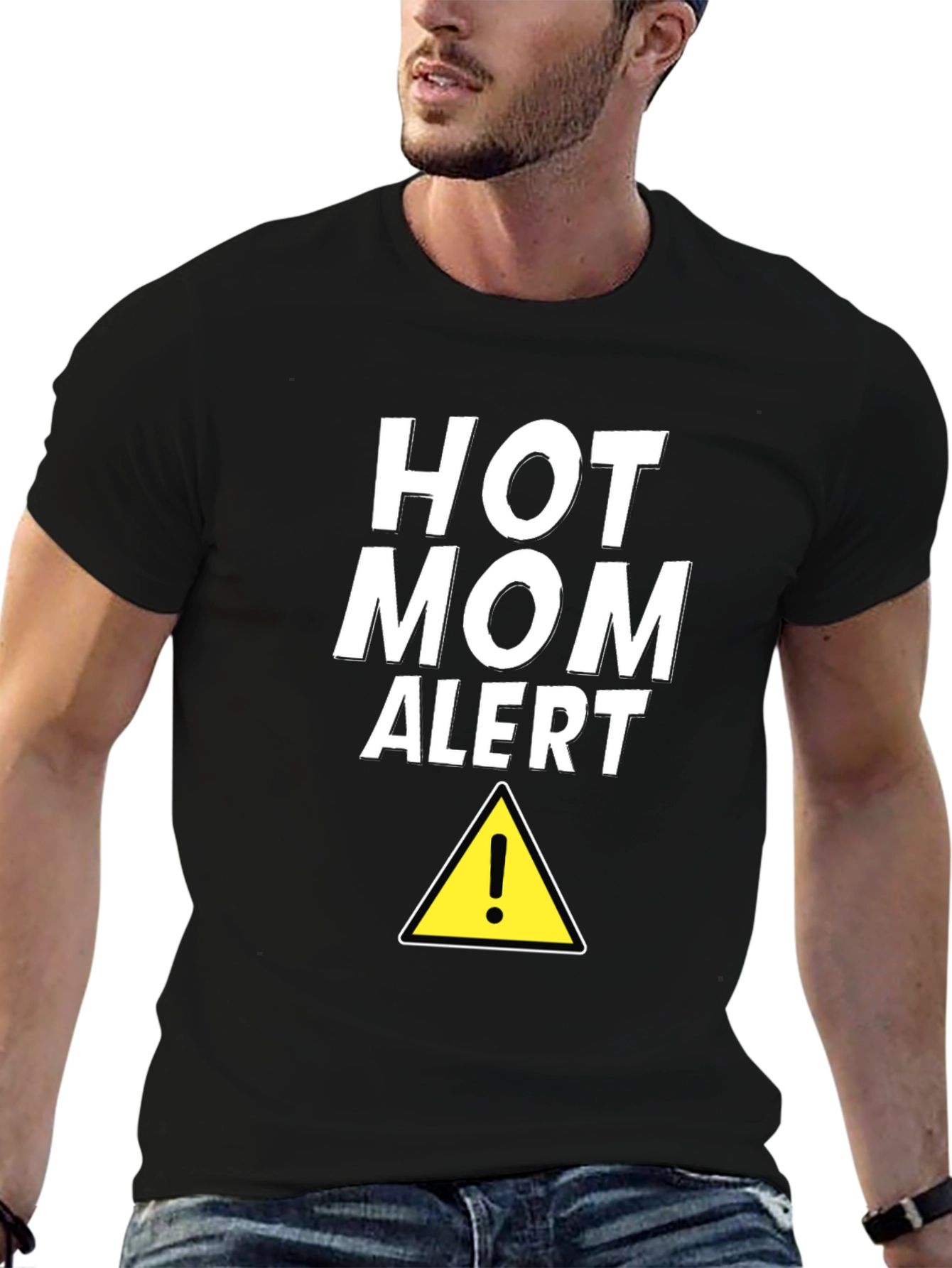 Hot Mom Alert Graphic Tee - Black