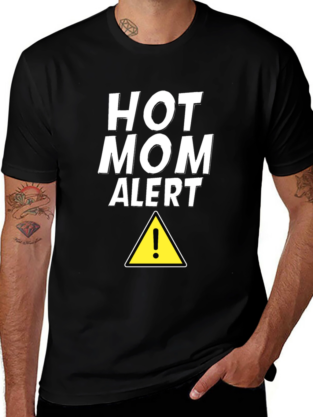 Hot Mom Alert Graphic Tee - Black
