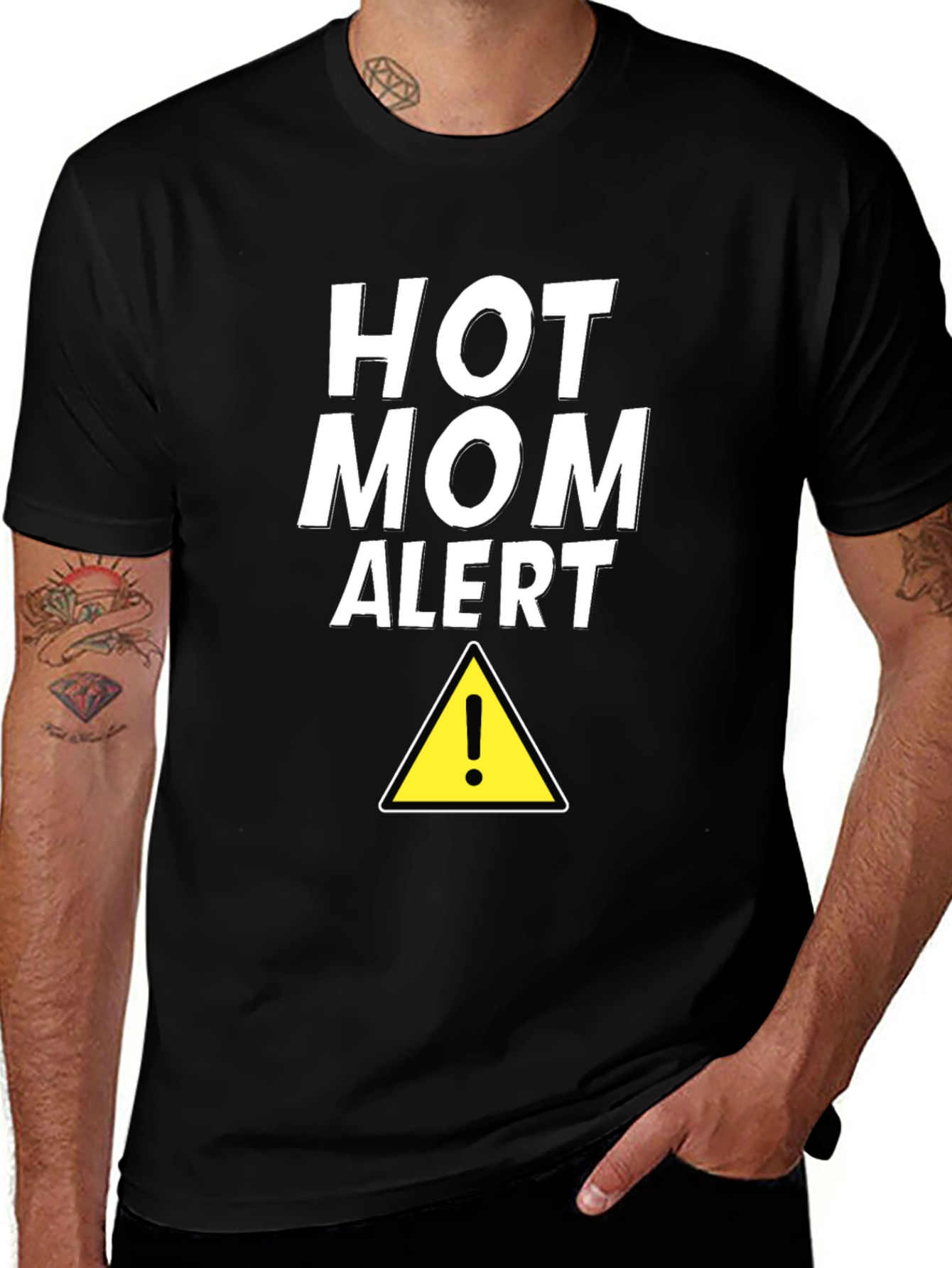 Hot Mom Alert Graphic Tee - Black