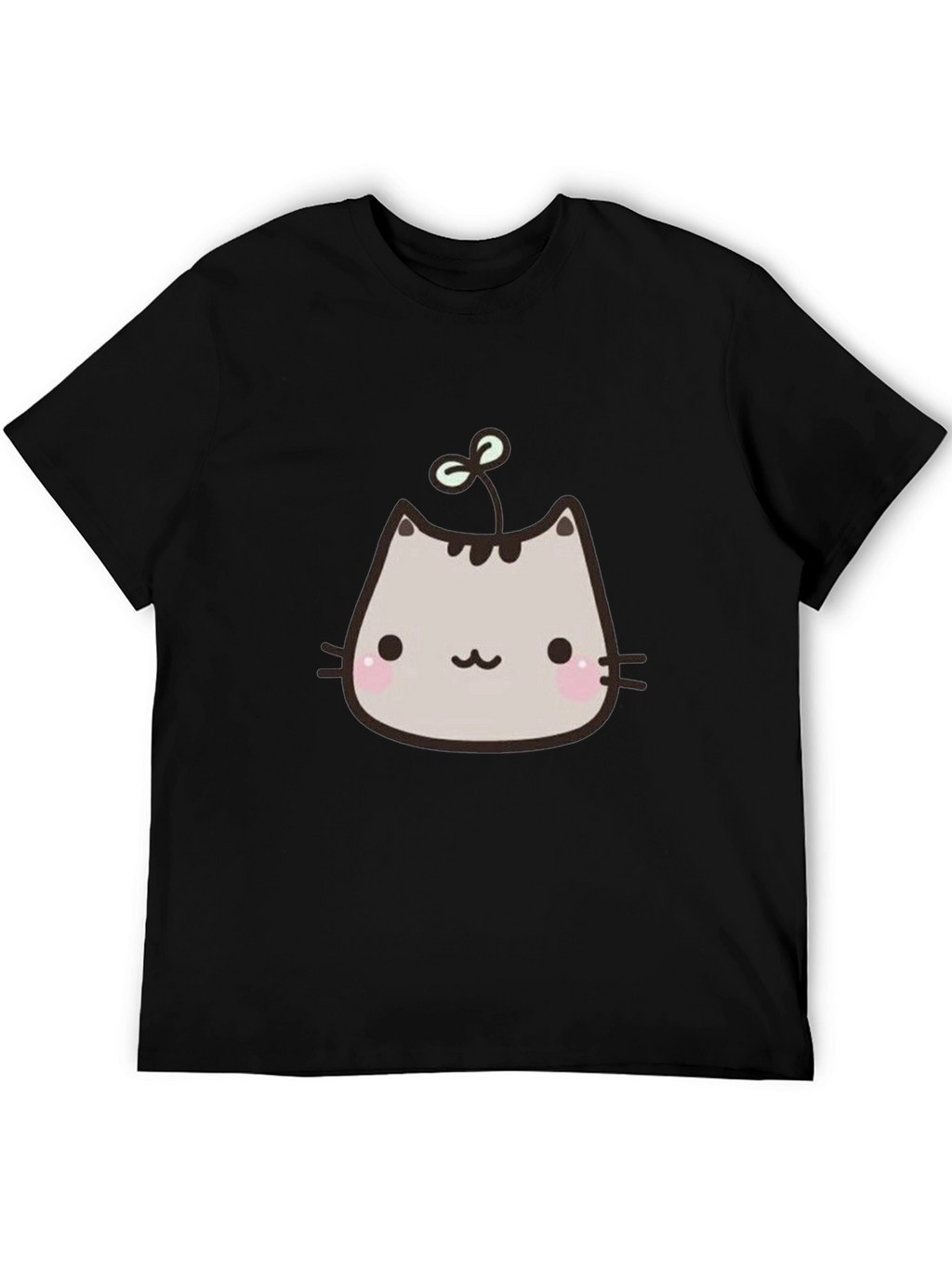 Cute Cartoon Cat T-Shirt - Black