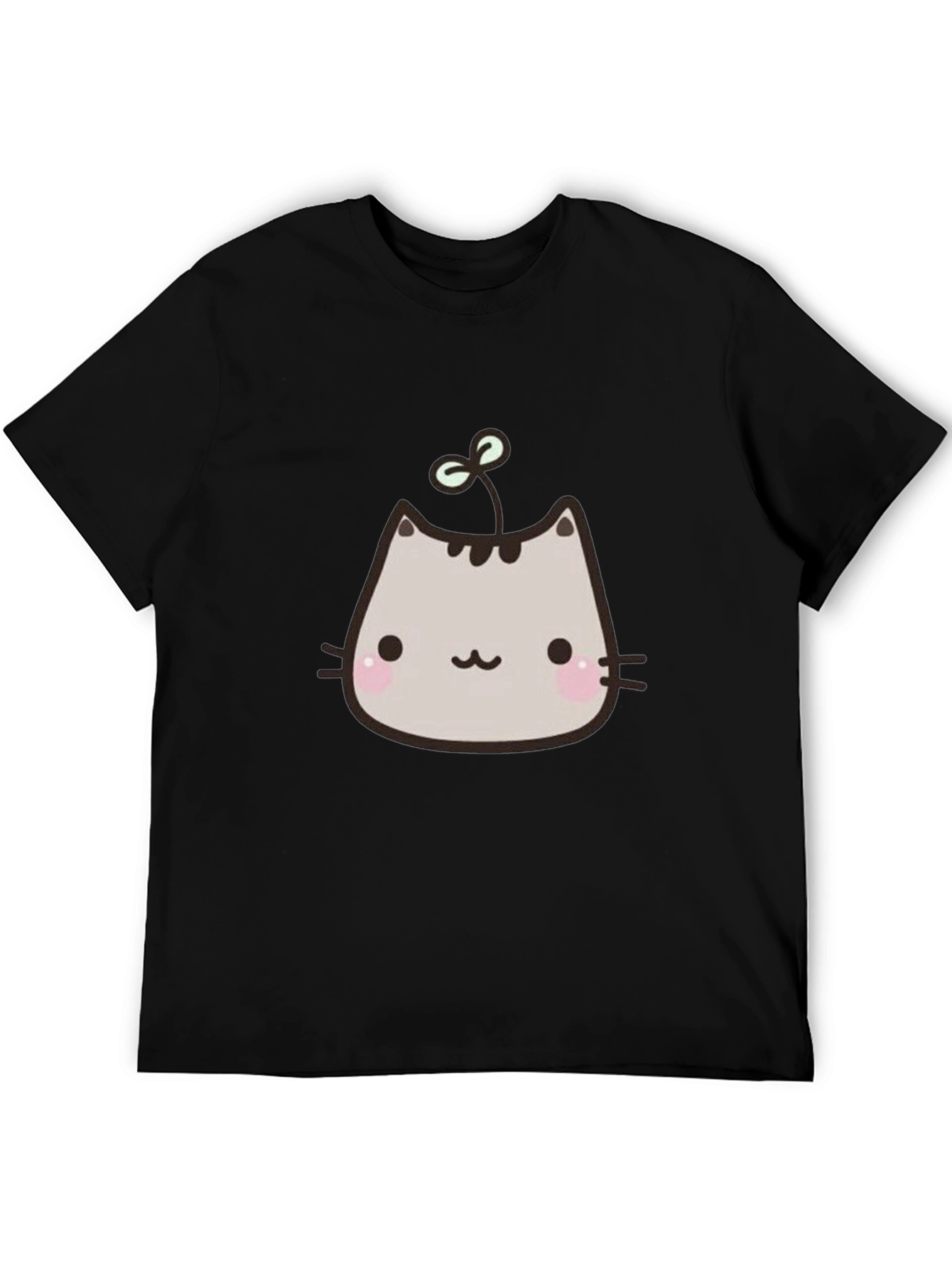 Cute Cartoon Cat T-Shirt - Black