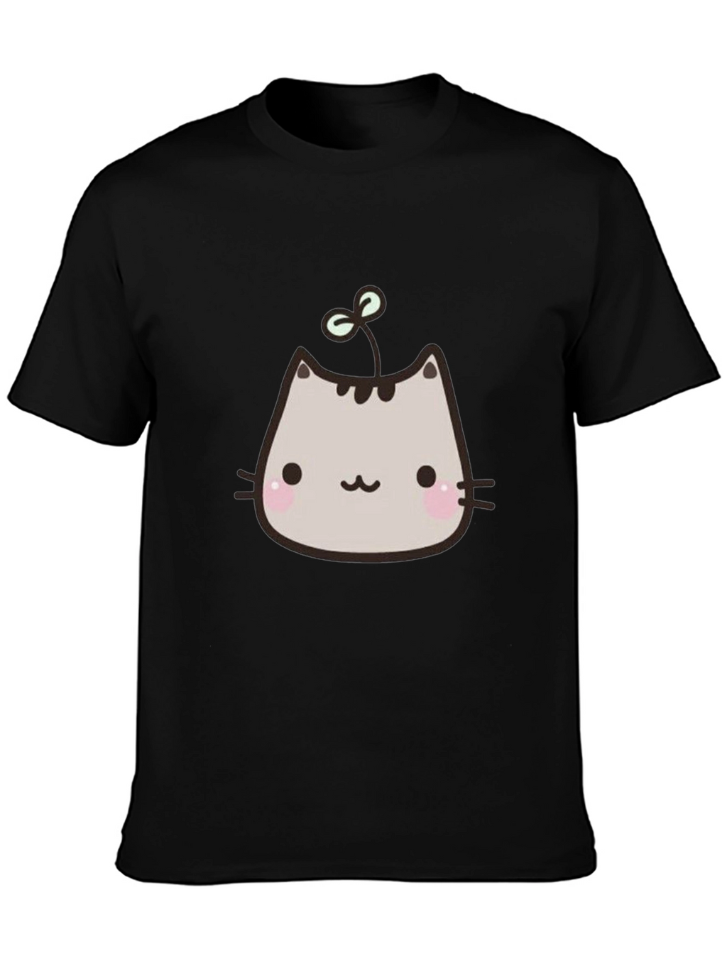 Cute Cartoon Cat T-Shirt - Black