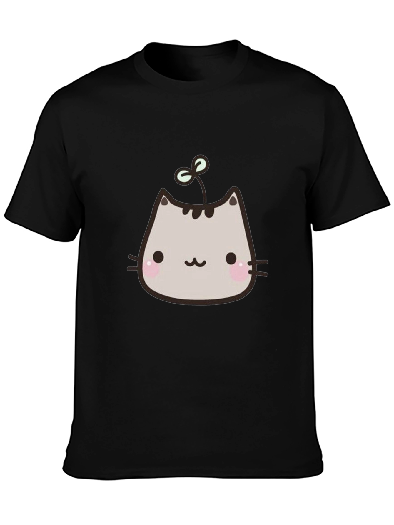 Cute Cartoon Cat T-Shirt - Black