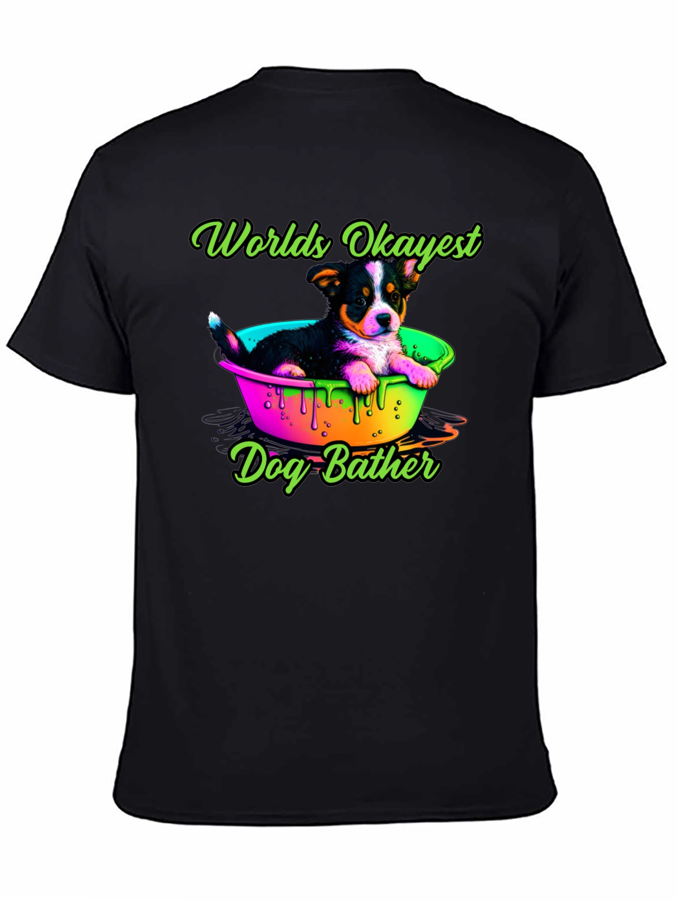 Worlds Okayest Dog Bather T-Shirt - Cute Puppy Design