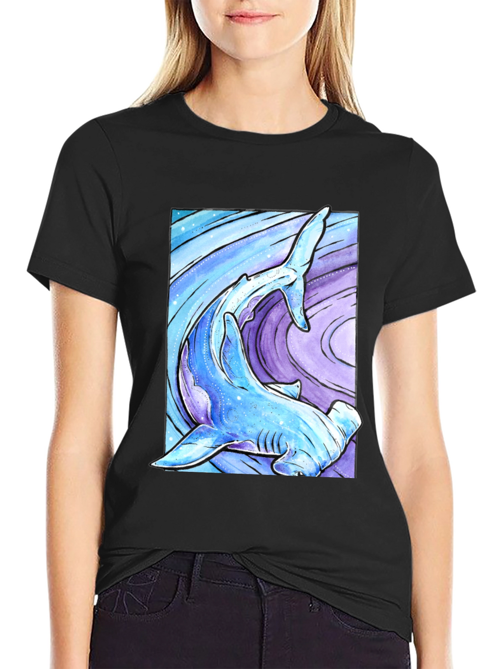 Hammerhead Shark Graphic Print T-Shirt