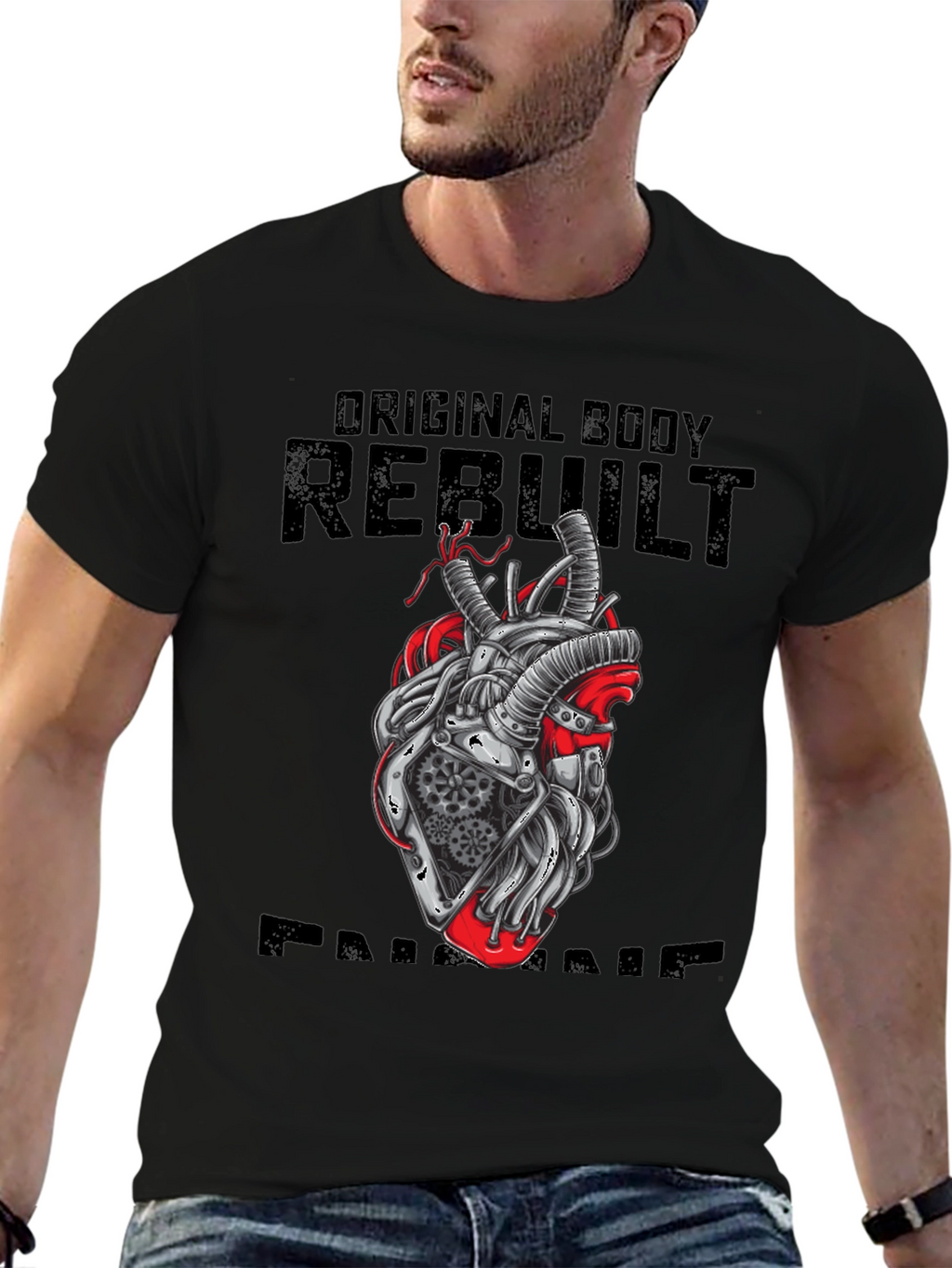 Original Body Rebuilt Heart Graphic T-Shirt