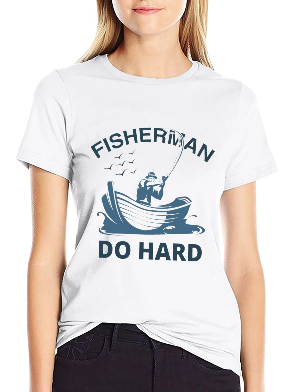 Fisherman Do Hard Graphic Tee - Black Cotton T-Shirt