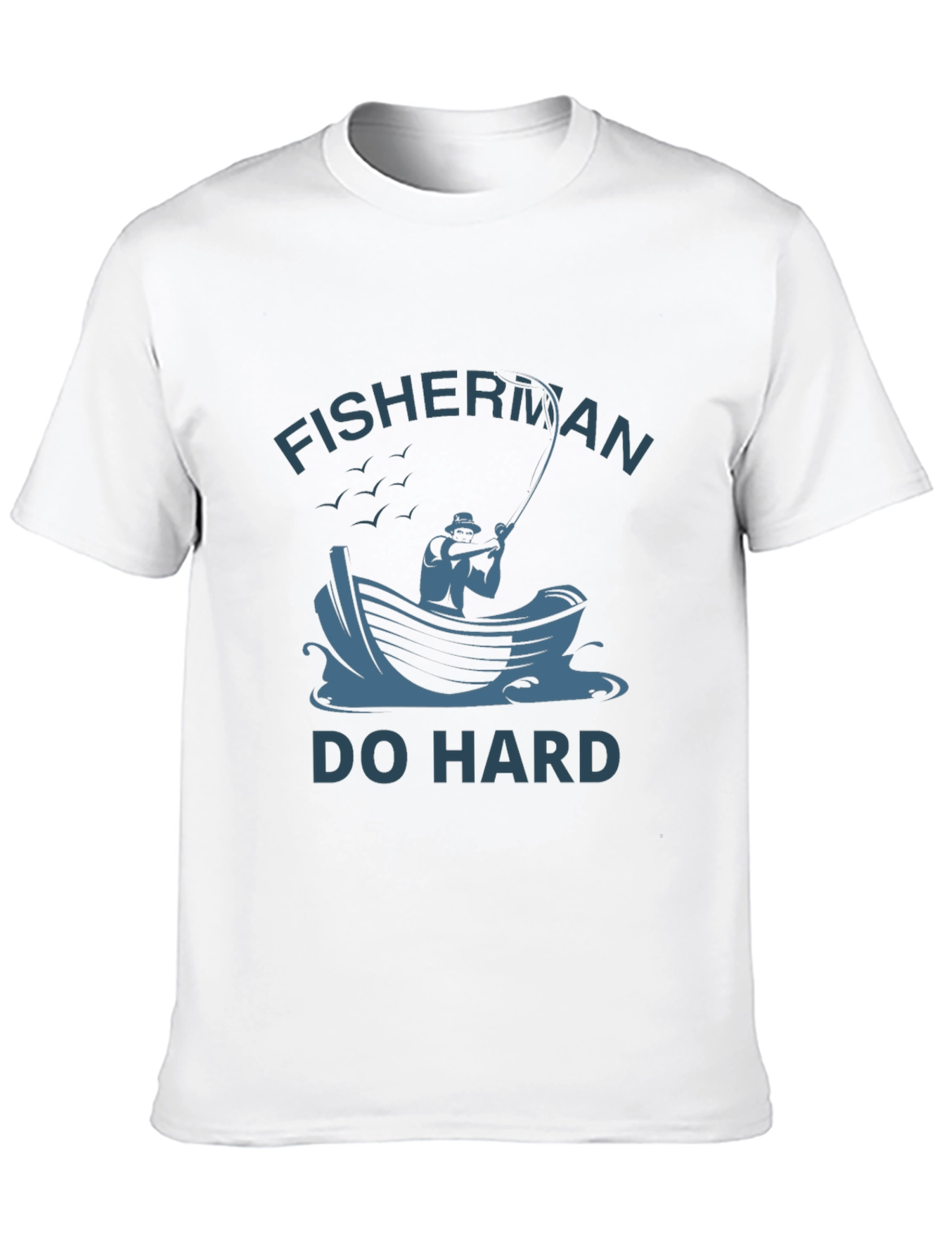 Fisherman Do Hard Graphic Tee - Black Cotton T-Shirt