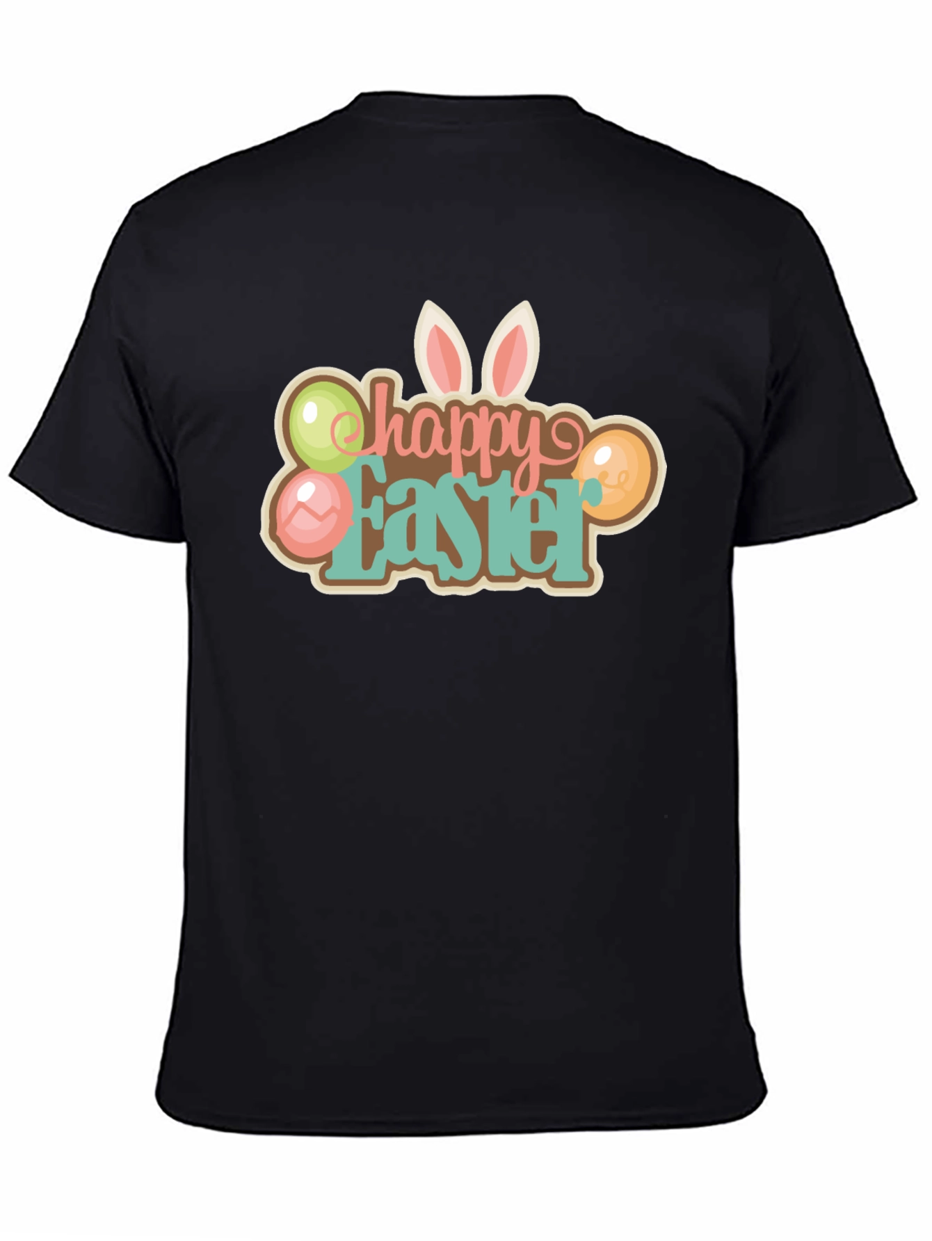 Happy Easter T-Shirt Black Holiday Graphic Tee