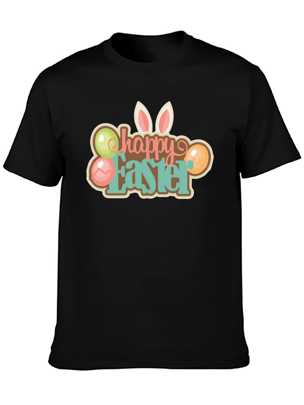 Happy Easter T-Shirt Black Holiday Graphic Tee