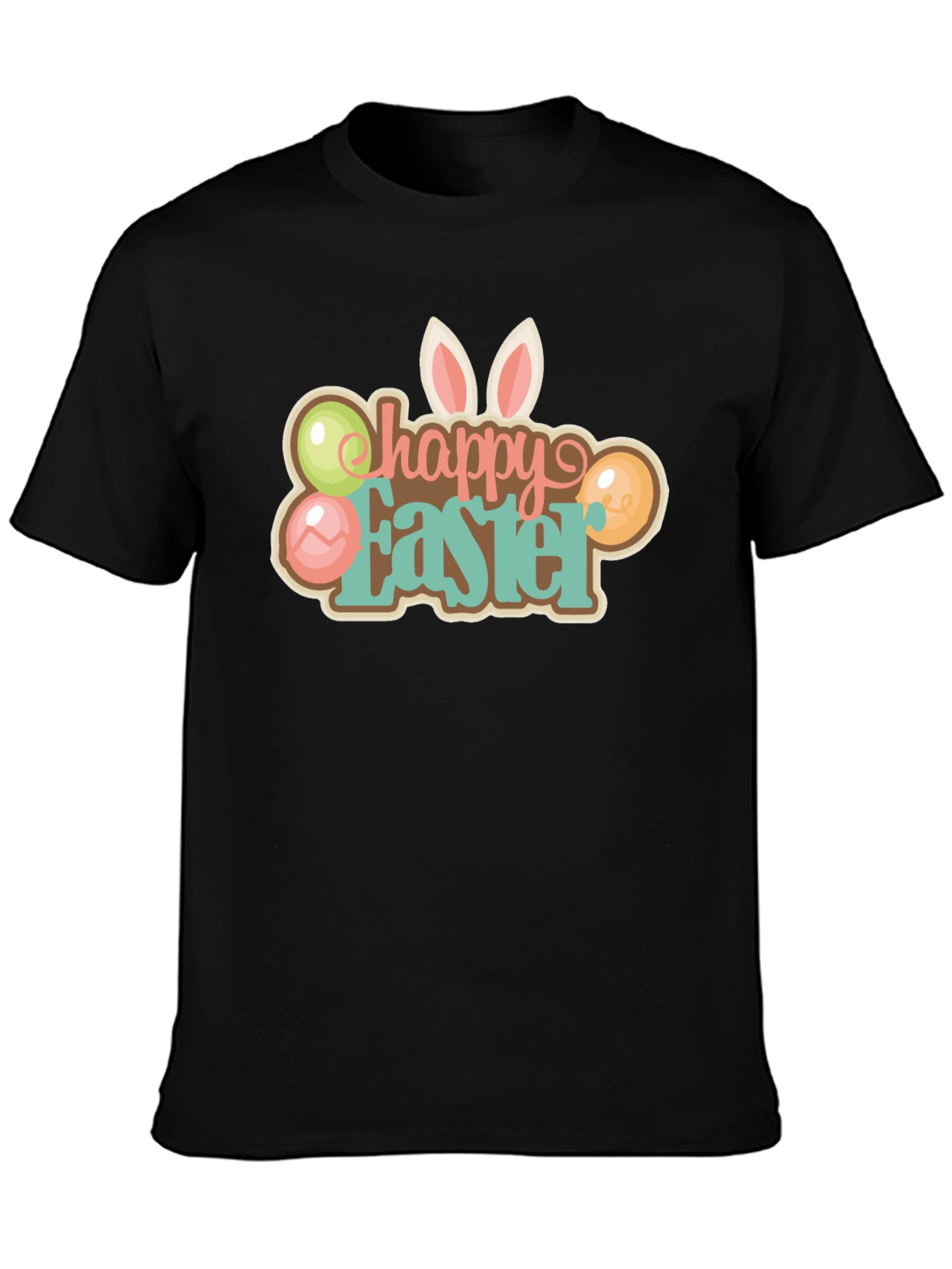 Happy Easter T-Shirt Black Holiday Graphic Tee