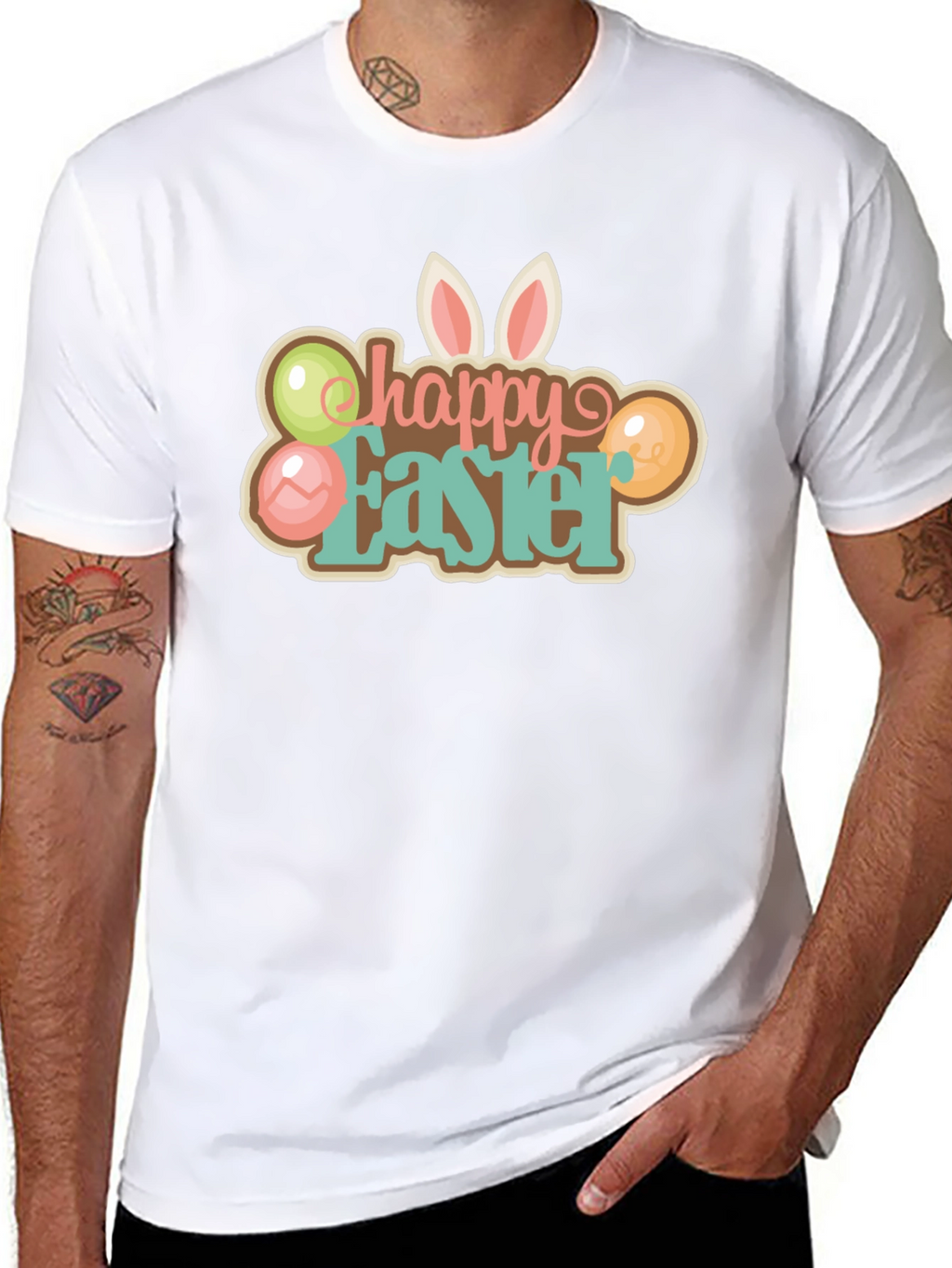 Happy Easter T-Shirt Black Holiday Graphic Tee