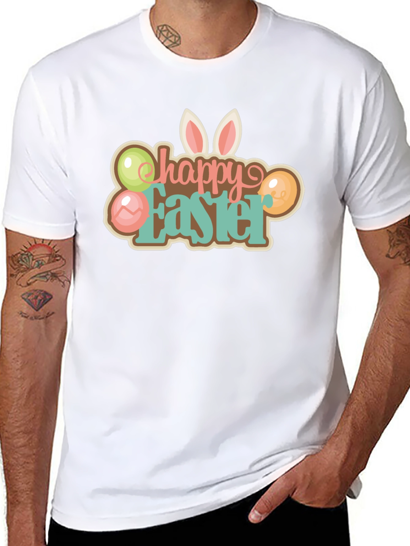 Happy Easter T-Shirt Black Holiday Graphic Tee
