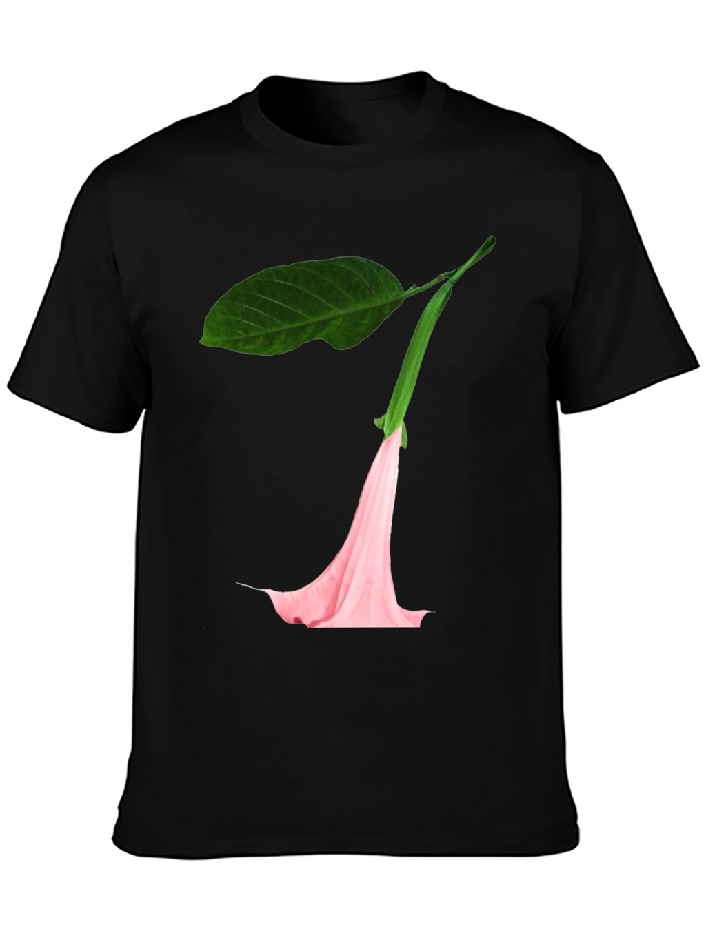 Black T-Shirt with Floral Blossom Graphic