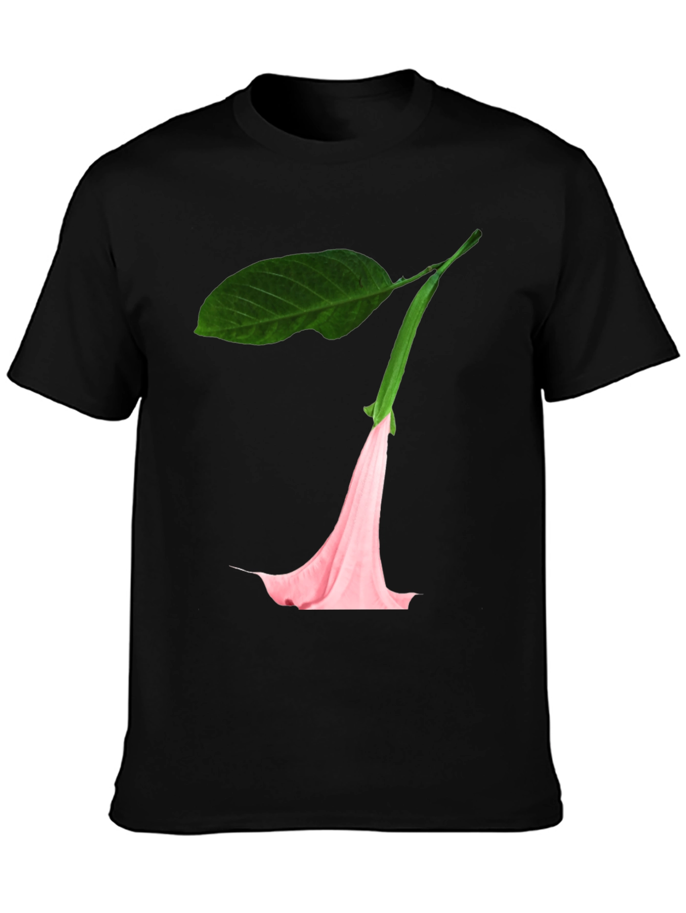 Black T-Shirt with Floral Blossom Graphic