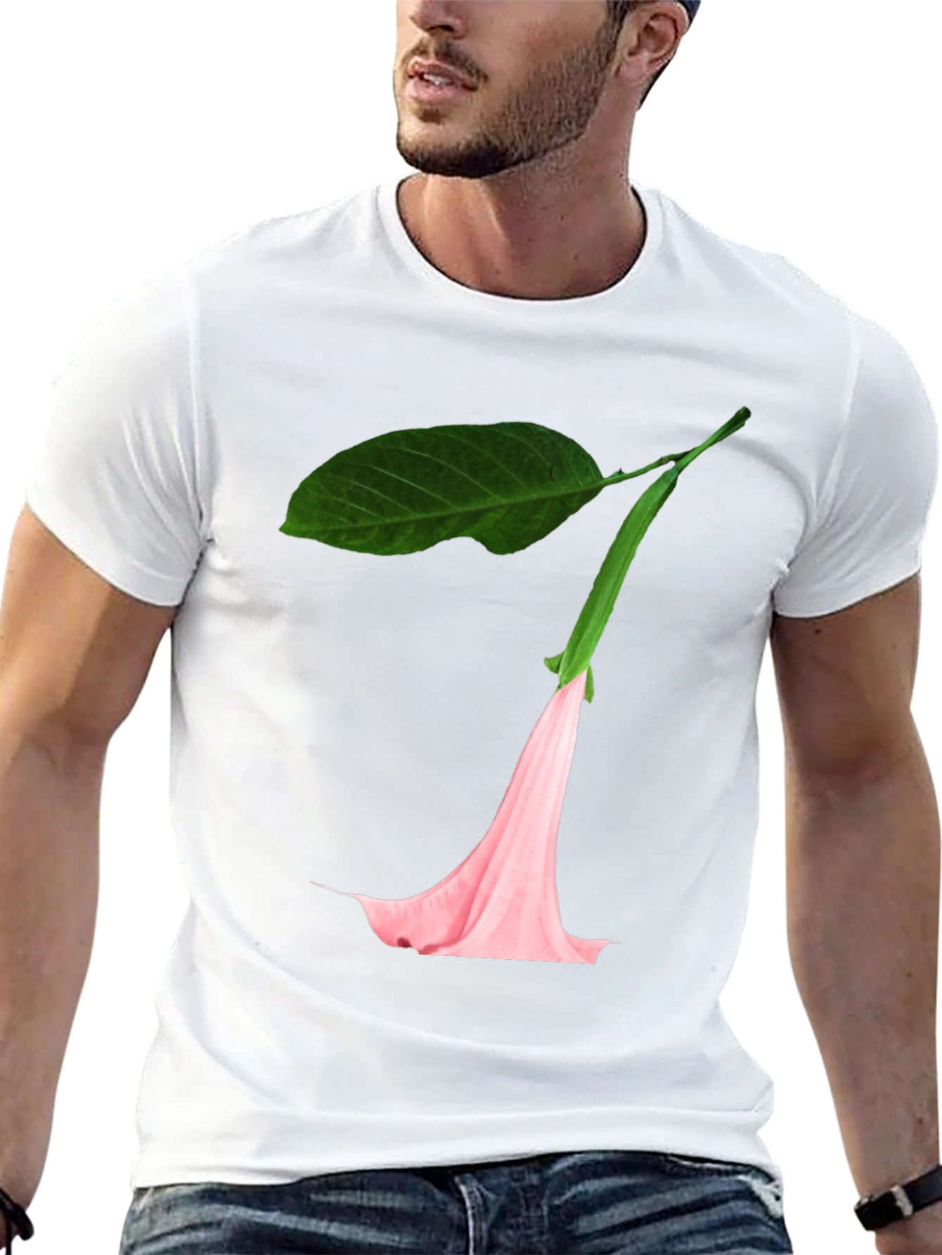 Black T-Shirt with Floral Blossom Graphic