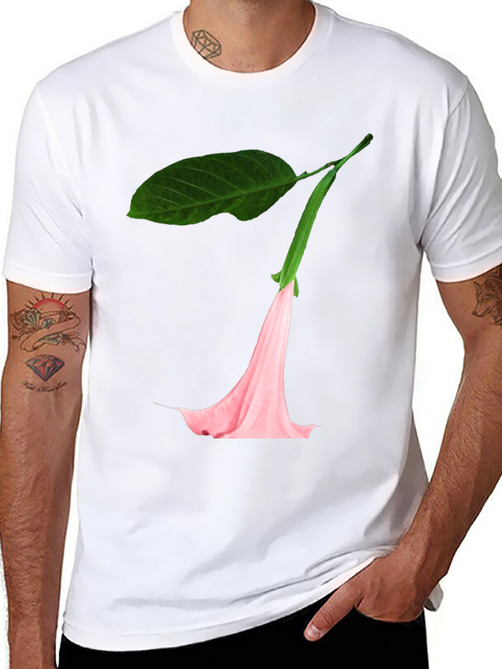 Black T-Shirt with Floral Blossom Graphic