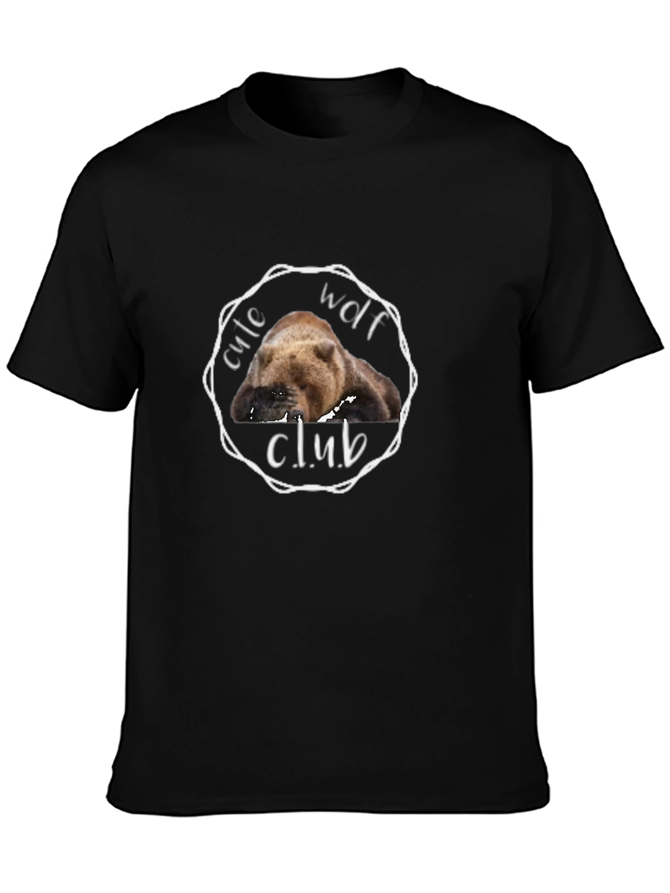 Cute Wolf Club Graphic T-Shirt - Black