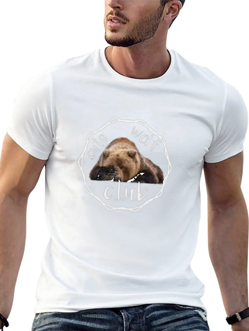 Cute Wolf Club Graphic T-Shirt - Black