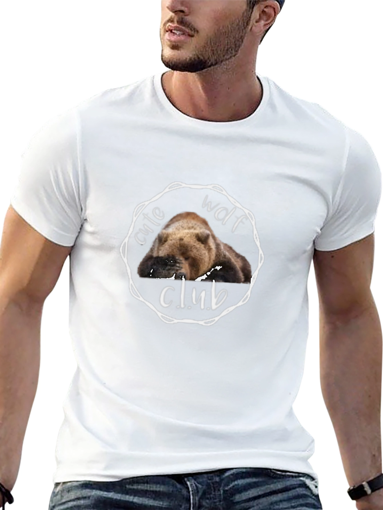 Cute Wolf Club Graphic T-Shirt - Black