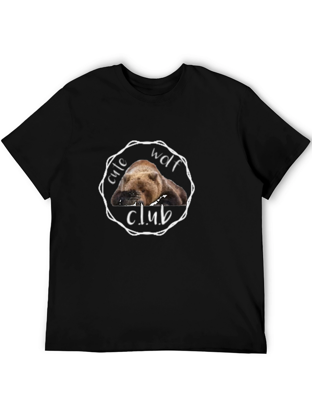 Cute Wolf Club Graphic T-Shirt - Black